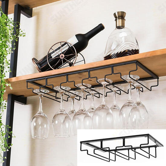 Wall Mount Glass Rack Holder Hanging Under Cabinet Hanger Iron Shelf 4 Type