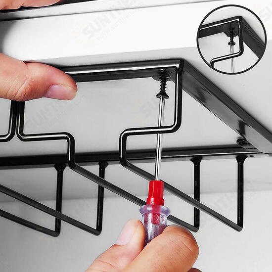 Wall Mount Glass Rack Holder Hanging Under Cabinet Hanger Iron Shelf 4 Type