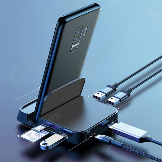 7in1 Type-C USB-C Hub Docking Station Adapter With 1*USB 3.0/2*USB 2.0/Type-C PD Charging/4K HD Display/TF Card Reader Slot/Camera Card Reader Slot