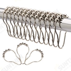12Pcs Stainless Steel Shower Curtain Hooks Rings Rods For Bathroom 12Pcs Stainless Steel Shower Curtain Hooks Rings Rods For Bathroom