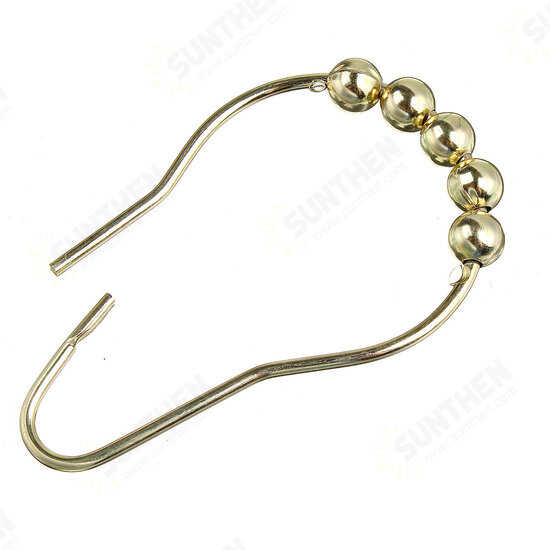 12Pcs Stainless Steel Shower Curtain Hooks Rings Rods For Bathroom