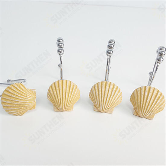 12Pcs/Set Resin Decorative Seashell Shower Curtain Stainless Steel Hook Bathroom