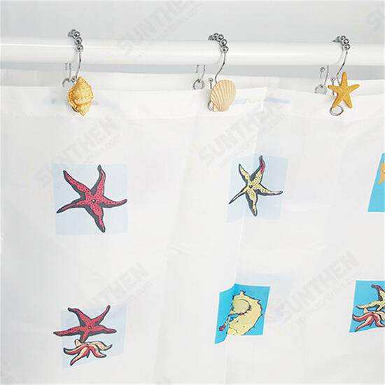 12Pcs/Set Resin Decorative Seashell Shower Curtain Stainless Steel Hook Bathroom