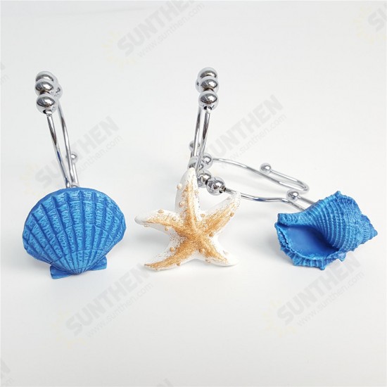 12pcs Resin Decorative Seashell Home Shower Curtain Hooks Bathroom Beach Shell Decor