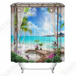 1/3Pcs Shower Curtain Set Bay Printing Toilet Cover Mat Bathroom Non-Slip Mat 1/3Pcs Shower Curtain Set Bay Printing Toilet Cover Mat Bathroom Non-Slip Mat