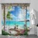 1/3Pcs Shower Curtain Set Bay Printing Toilet Cover Mat Bathroom Non-Slip Mat