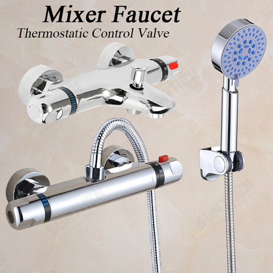 2 Handles Thermostatic Mixer Shower Control Valve Faucet Tap Wall Mounted