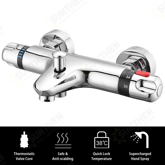 2 Handles Thermostatic Mixer Shower Control Valve Faucet Tap Wall Mounted