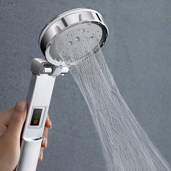 2 PCS Digital Shower Head Clamshell Hand Held Pressurized Back Cover Rubbing 3-Level Temperature Display