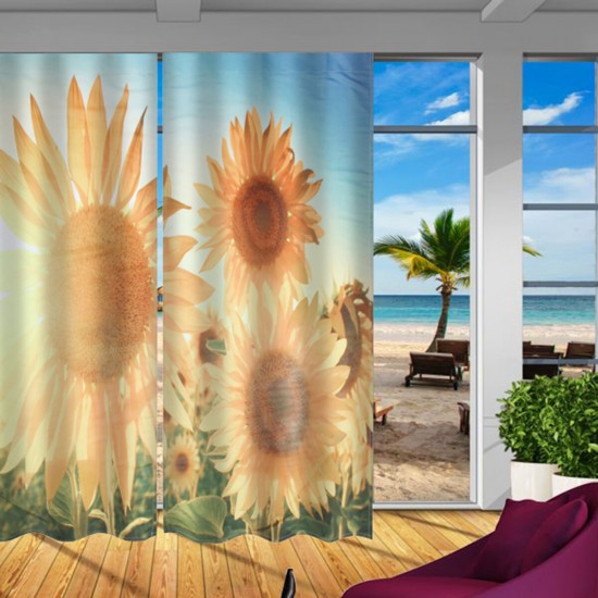 2 Panels/set Anti-UV Blackout Window Curtains 3D Effect Print Thermal Drapes