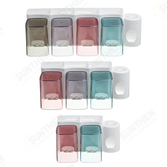 2/3/4 Cups Toothbrush Holder Wall Hanging Toothpaste Dispenser Strong Bearing Capacity Toothbrush Holder