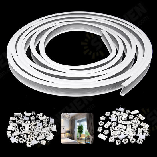 5M Curtains Track Rail Flexible Ceiling Mounted For Straight Slide Window Balcony