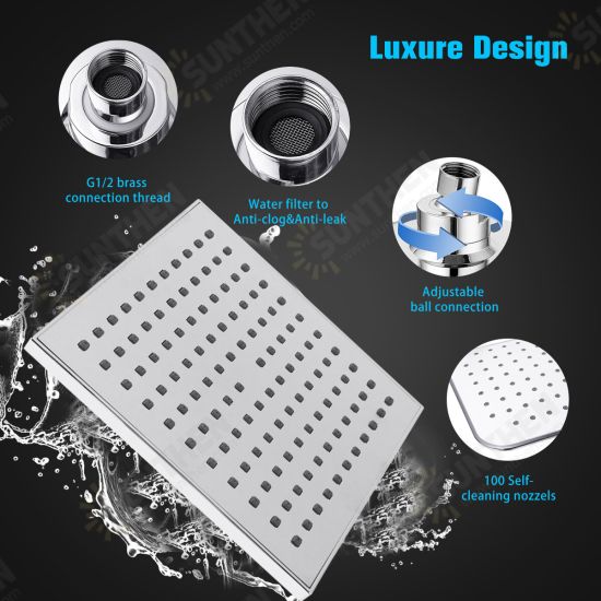 8 Inch Large Angle-adjustable Square Shower Head Electroplating Five Piece Set