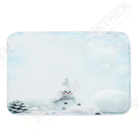 Bathroom Set Non Slip Rug Lid Toilet Cover Bathroom Mat Shower Curtain Snowman