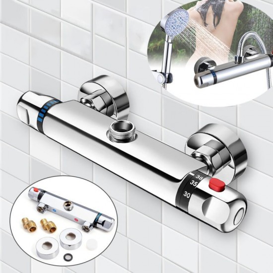 Bathroom Wall-mount Brass Thermostatic Shower Valve Bath Mixer Shower Control Valve Bottom Faucet 3/4inch Thread Connector
