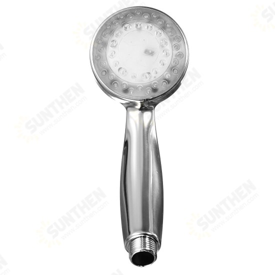 Chrome Bathroom Handheld ABS LED Shower Head 7 Color Changing Water Glow Light