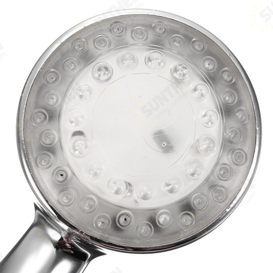 Chrome Bathroom Handheld ABS LED Shower Head 7 Color Changing Water Glow Light