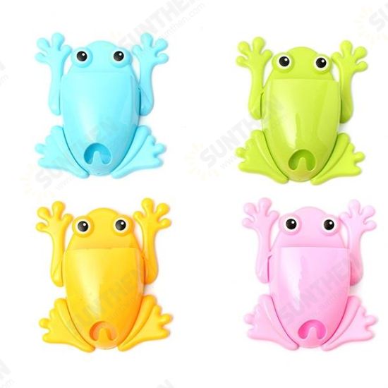 Cute Frog Toothbrush Wall Stick Paste Organizer Storage Box