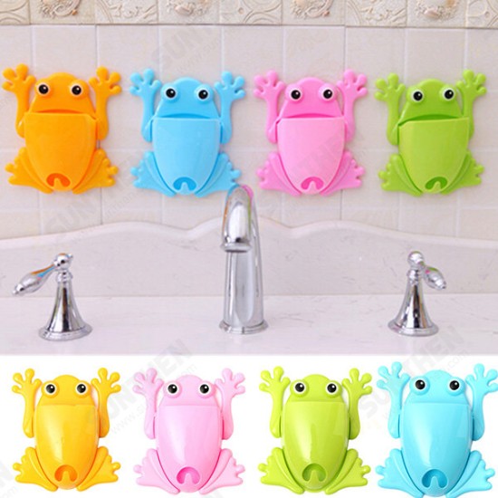 Cute Frog Toothbrush Wall Stick Paste Organizer Storage Box