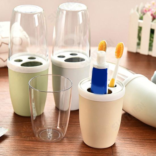 Couple Transparent Cover Toothbrush Toothpaste Holder Organizer Travel Home Washing Storage Cup