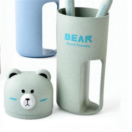 Cute Bear Travel Portable Toothbrush Handle Cup Design 4 Color Options Organizer Storage Box