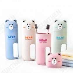 Cute Bear Travel Portable Toothbrush Handle Cup Design 4 Color Options Organizer Storage Box