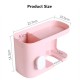 Multifunction Adhesive Hair Dryer Holder Bathroom Hair Blow Drier Holder with Hair Care Tools Storage Baskets