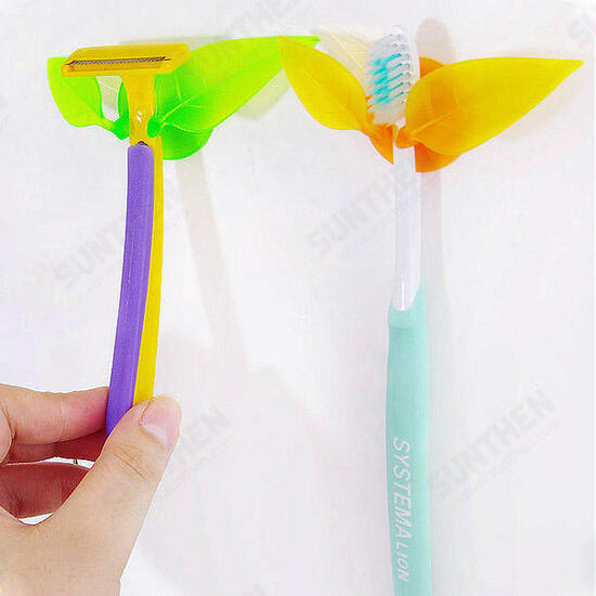 Multifunction Suction Leaf Shape Toothbrush Shaver Sundries Holder