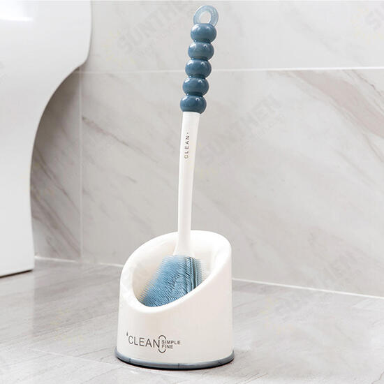 Toilet Brush Silicone Soft Bristle Base Bathroom WC Lavatory Cleaning Tool Set