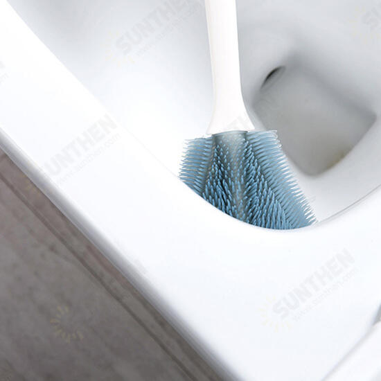 Toilet Brush Silicone Soft Bristle Base Bathroom WC Lavatory Cleaning Tool Set