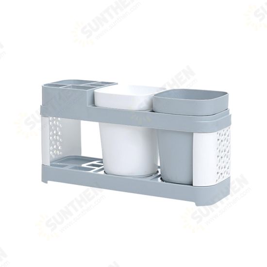 Toothbrush Holder Stand Plastic Cup Set Shelf Bathroom Toothpaste Storage Rack