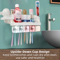 Toothpaste Holders Toothbrush Rack Wall-Mounted Space-Saving Toothbrush Toothpaste Squeezer Kit With Toothpaste Dispenser Toothpaste Holders Toothbrush Rack Wall-Mounted Space-Saving Toothbrush Toothpaste Squeezer Kit With Toothpaste Dispenser