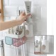 Toothpaste Holders Toothbrush Rack Wall-Mounted Space-Saving Toothbrush Toothpaste Squeezer Kit With Toothpaste Dispenser