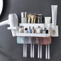 Toothpaste Holders Toothbrush Rack Wall-Mounted Space-Saving Toothbrush Toothpaste Squeezer Kit With Toothpaste Dispenser Toothpaste Holders Toothbrush Rack Wall-Mounted Space-Saving Toothbrush Toothpaste Squeezer Kit With Toothpaste Dispenser