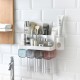 Toothpaste Holders Toothbrush Rack Wall-Mounted Space-Saving Toothbrush Toothpaste Squeezer Kit With Toothpaste Dispenser