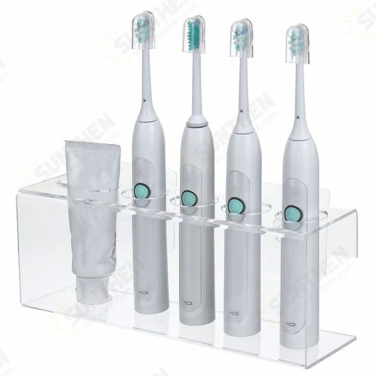 Transparent Wall Mounted Toothbrush Toothpaste Storage Holder Bathroom Organizer