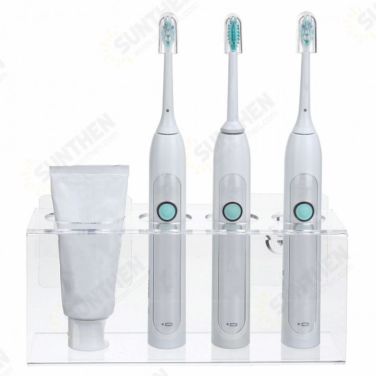 Transparent Wall Mounted Toothbrush Toothpaste Storage Holder Bathroom Organizer