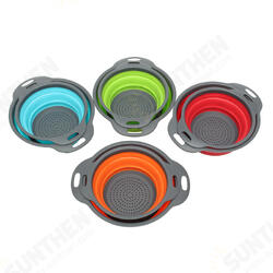 2Pcs Set Collapsible Foldable Silicone Drain Colander Fruit Vegetable Strainer Basket 2Pcs Set Collapsible Foldable Silicone Drain Colander Fruit Vegetable Strainer Basket