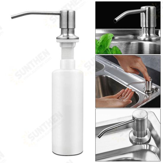 300ml Stainless Steel Sink-Mounted Liquid Soap Dispenser Kitchen Bathroom Bottle