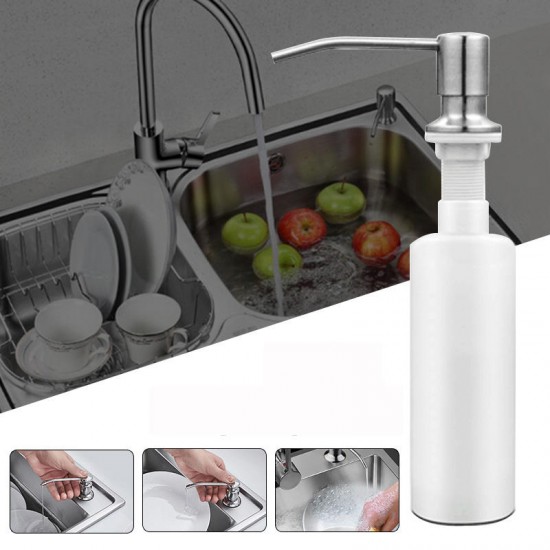 300ml Stainless Steel Sink-Mounted Liquid Soap Dispenser Kitchen Bathroom Bottle