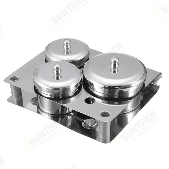 3pcs Stainless Steel Dappen Dish Liquid & Powder Holder Base Organizer Tools Kit