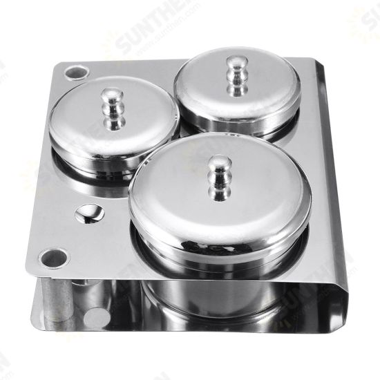 3pcs Stainless Steel Dappen Dish Liquid & Powder Holder Base Organizer Tools Kit