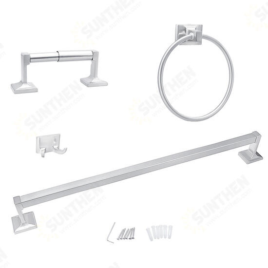 4 PCS Towel Bar Set Bath Accessory Bathroom Hardware Kit Brushed Holder