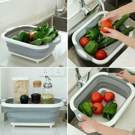 4 in 1 Foldable Multifunctional Board Tool Fruit Vegetables Sink Drain Storage Basket