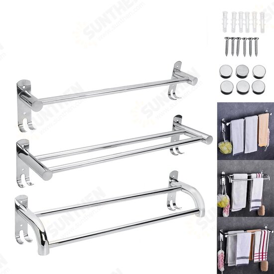 50cm Stainless Steel Bath Shelf Wall Mounted Towel Rail Rack Single Double Shelf for Bathroom Storage