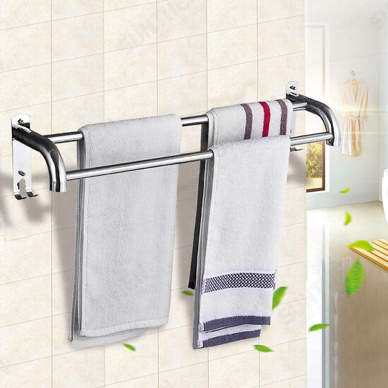 50cm Stainless Steel Bath Shelf Wall Mounted Towel Rail Rack Single Double Shelf for Bathroom Storage