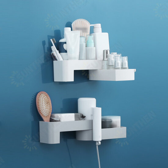 Non-perforated Rotatable Bathroom Organizer Wall Mounted Kitchen Storage Shelf Shower Shampoo Holder Storage Baskets For Home