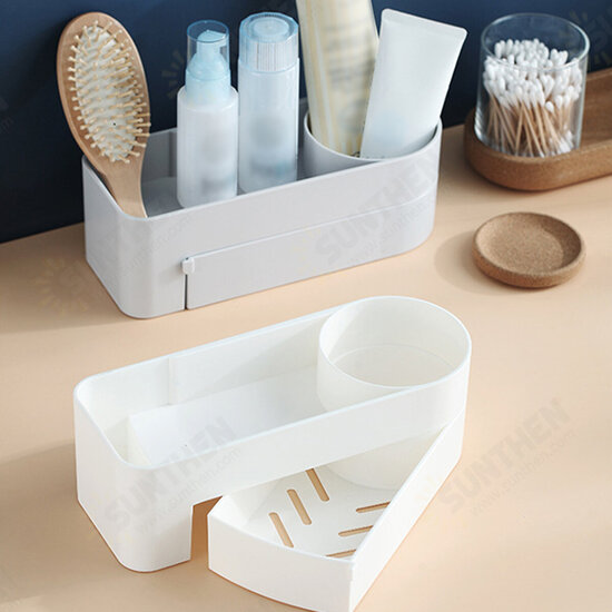 Non-perforated Rotatable Bathroom Organizer Wall Mounted Kitchen Storage Shelf Shower Shampoo Holder Storage Baskets For Home