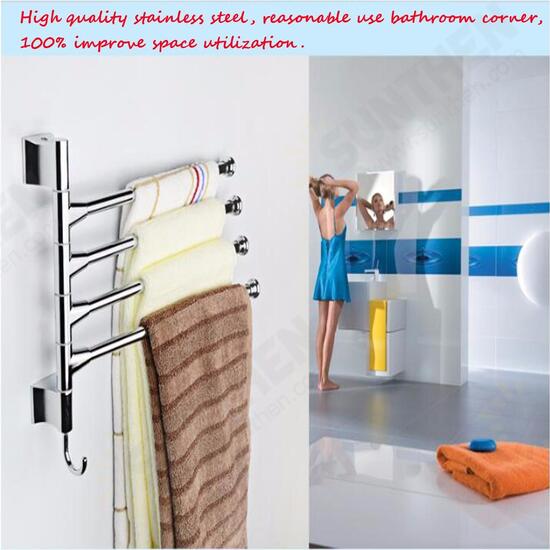 Bathroom Kitchen Wall Mounted Rotating Towel Rack Storage Hold