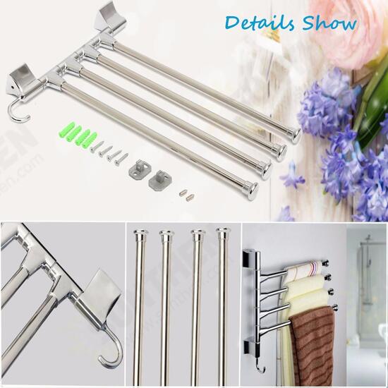 Bathroom Kitchen Wall Mounted Rotating Towel Rack Storage Hold